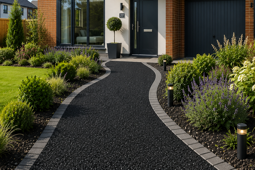 resin bound black pathway at uk house