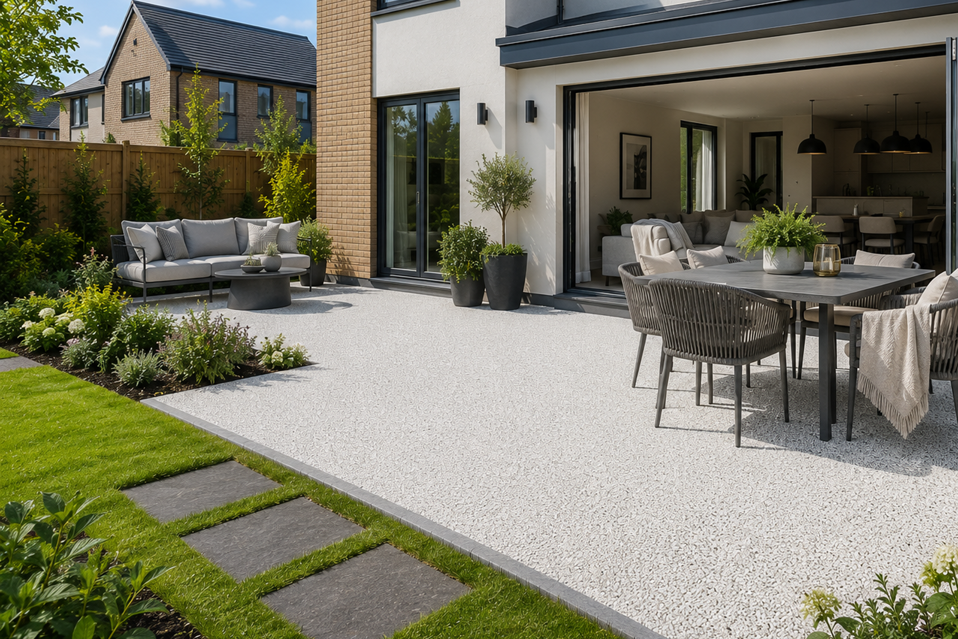 uk house with resin bound patio area
